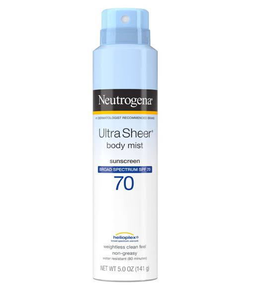 Neutrogena Ultra Sheer Body Mist Sunscreen Spray SPF 70 (Expiry 04/24)