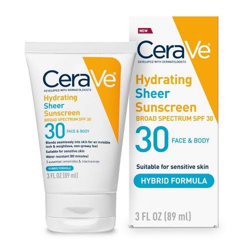 CeraVe Hydrating for Face and Body Sheer Sunscreen SPF 30