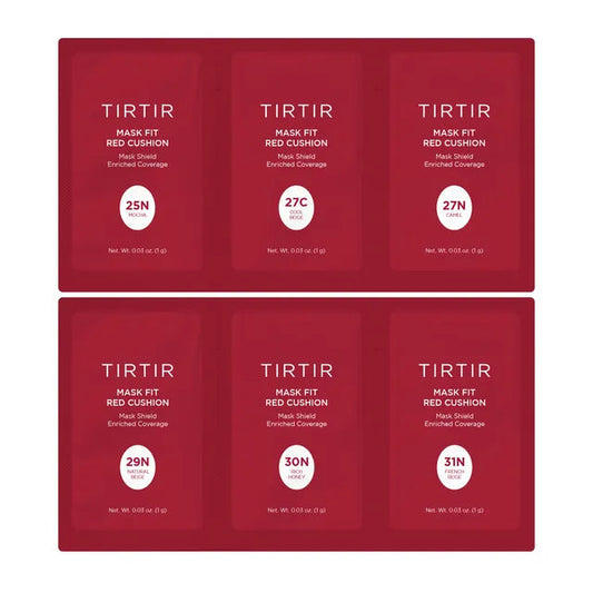 TIRTIR - Mask Fit Red Cushion foundation sample Card 6 Shade Trial Kit Light Medium (#21C - #24W)