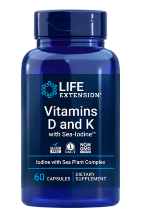Life Extension Vitamins D and K with Sea-Iodine 60 capsules