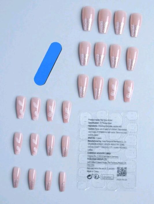 Shein Flower Long Press On Nails 24pcs