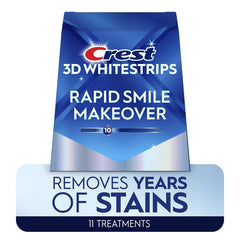Crest 3DWhitestrips Rapid Smile Makeover at-Home Kit, 10 Levels Whiter, 11 Treatments 22 strips