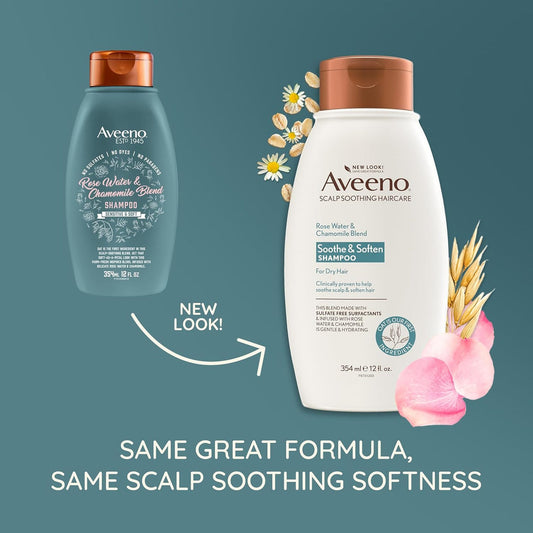 Aveeno Rosewater & Chamomile Blend Soothe and Soften Shampoo 345ml