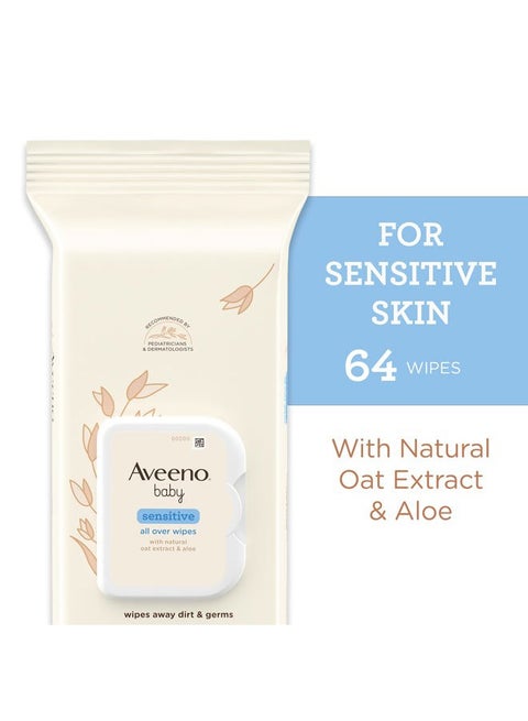 Aveeno Baby
Sensitive All Over Wipes with Aloe & Natural Oat Extract (64 wipes)
