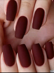 Shein Almond shape Burgundy Nails 24pcs