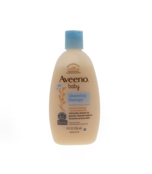 AVEENO, BABY, CLEANSING THERAPY MOISTURIZING WASH, FRAGRANCE FREE, 8 FL OZ (236 ML)