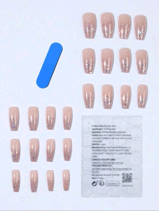Shein 24pcs Cute Glitter Press On Nails