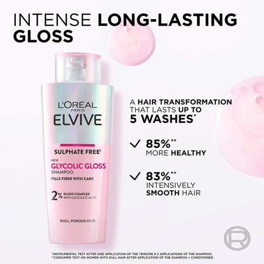 L'Oreal Sulphate Free 5% Ultimate Glycolic Gloss Shampoo 200ml