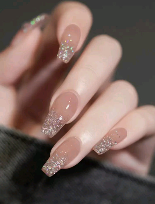 Shein 24pcs Cute Glitter Press On Nails