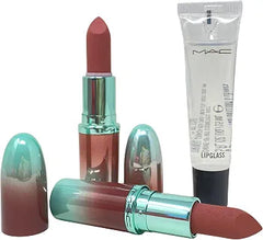 MAC Cosmetics M·A·CX To The Future Lip Trio - 2 MACximal Matte Lipstick and Clear Lipglass HOLIDAY