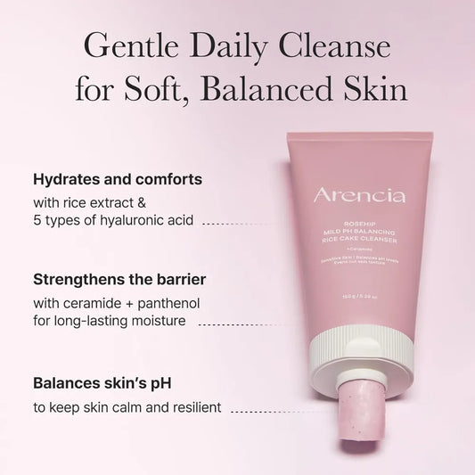Arencia Rosehip Mild pH Balancing Rice Cake Cleanser 150g