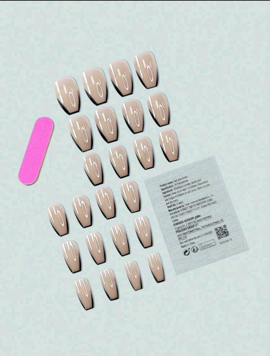 Shein 24pcs Nails Black French False Nailso