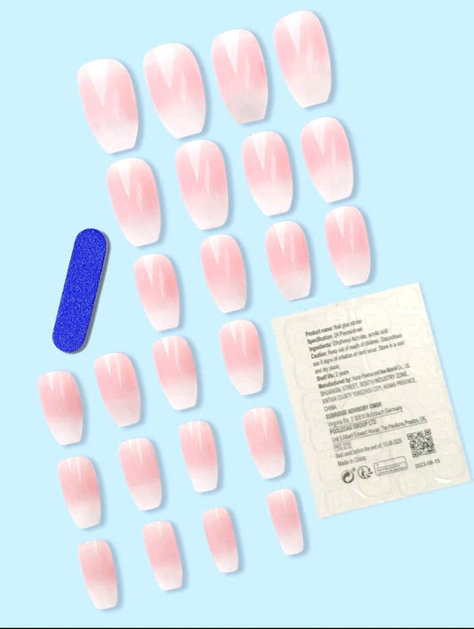 Shein Cute coffin shaped nails 24pcs false nails