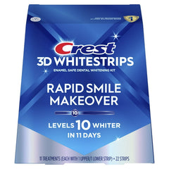 Crest 3DWhitestrips Rapid Smile Makeover at-Home Kit, 10 Levels Whiter, 11 Treatments 22 strips