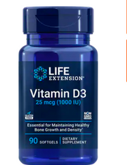 Life Extension Vitamin D3
25 mcg (1000 IU), 90 softgels