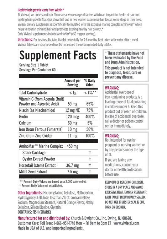 Viviscal Hair Growth Supplements 60 tabs