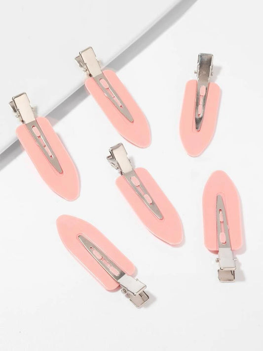 Shein 6pcs plain hair clip - pink