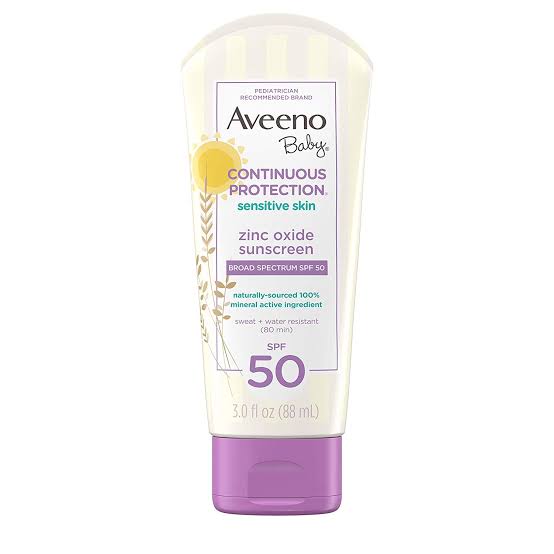 AVEENO BABY CONTINUOUS PROTECTION Sensitive Skin Lotion Zinc Oxide Sunscreen with Broad Spectrum SPF 50