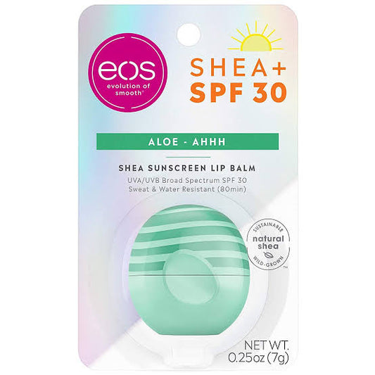 eos Shea + SPF Lip Balm Sphere - Aloe | SPF 30 Sweat and Water Resistant | 0.25 oz